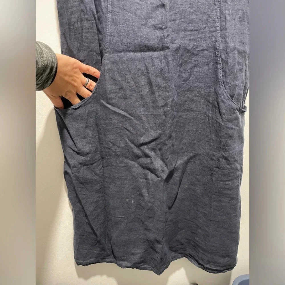 NWT Lina Tomei 100% linen dress with beaded neckline, size small - Picture 4 of 13